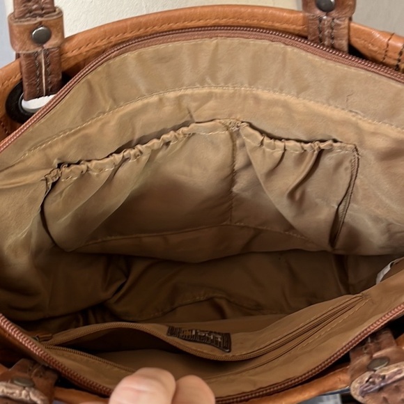 The Sak Landis Brown Blue Genuine Leather Double Strap Shoulder Bag Tote - Picture 5 of 7